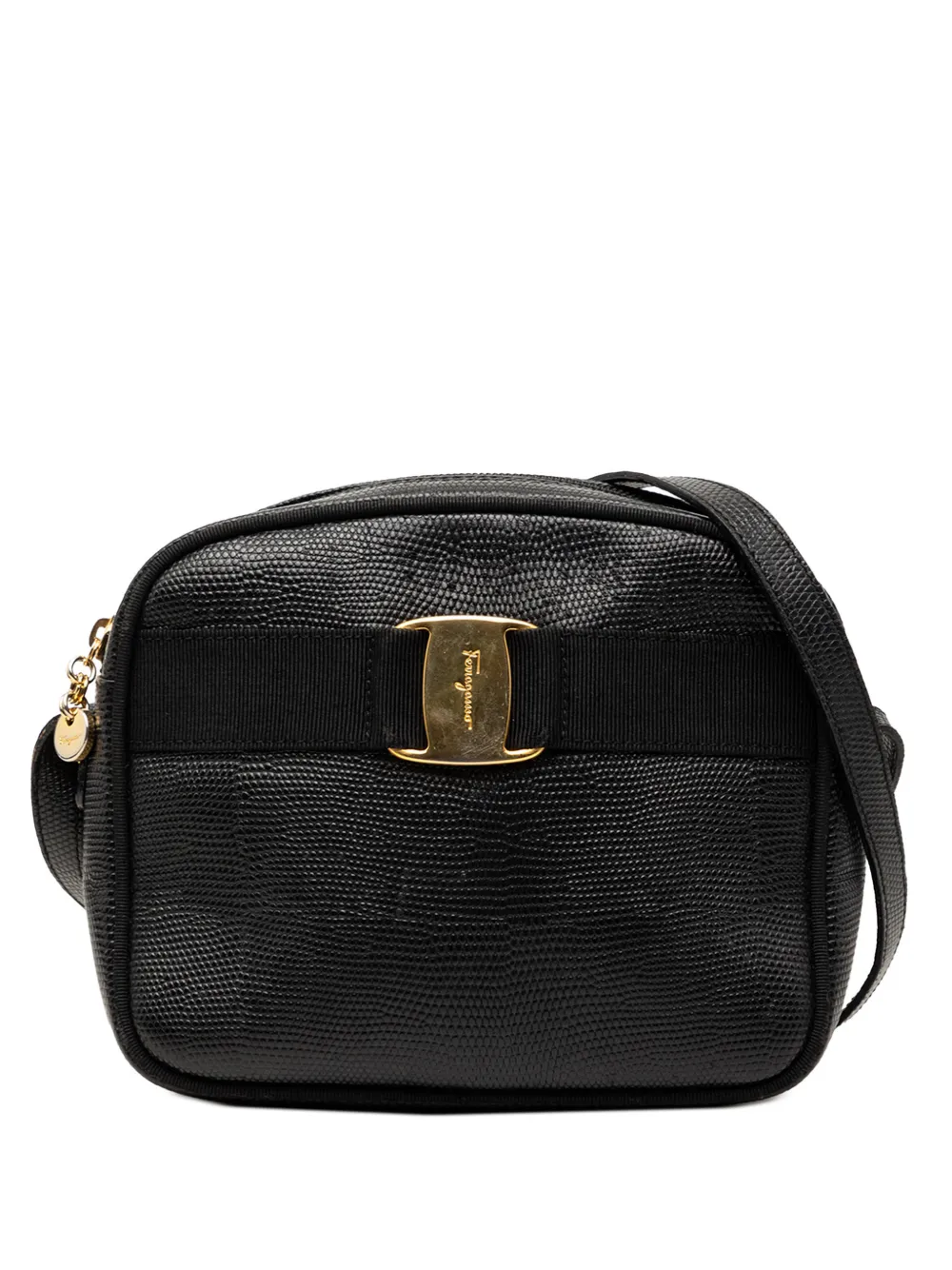 Ferragamo Pre-Owned 1990-2026 Lizard Embossed Leather Vara crossbody bag - Nero