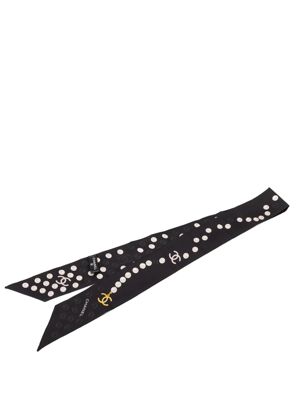 CHANEL Pre-Owned 2020-2025 CC Pearls Silk Twilly Scarf scarves - Schwarz