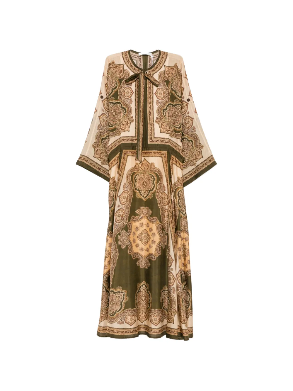 ZIMMERMANN paisley-print pussy-bow midi dress - Verde