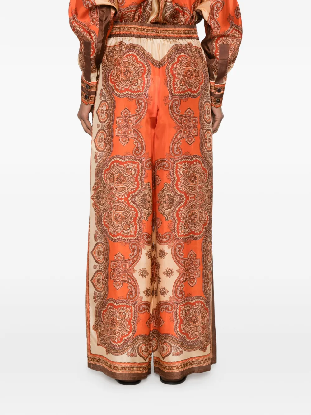 ZIMMERMANN Mahon broek met paisley-print en ceintuur Oranje