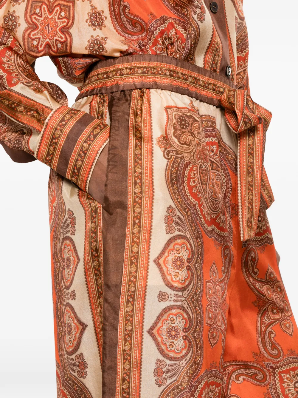 ZIMMERMANN Mahon broek met paisley-print en ceintuur Oranje