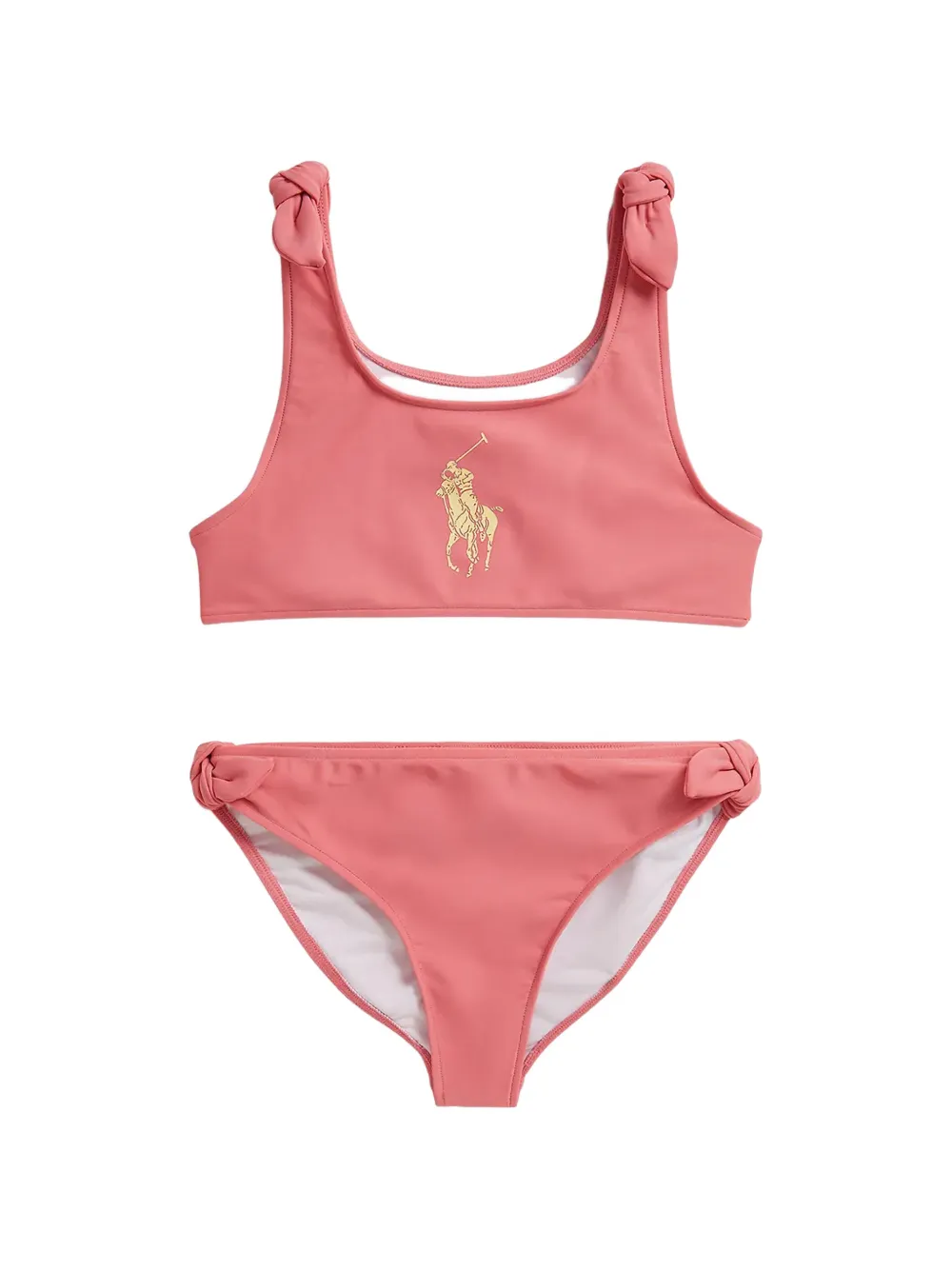 POLO RALPH LAUREN KIDS Big Pony motif knot-detail bikini - Rosa
