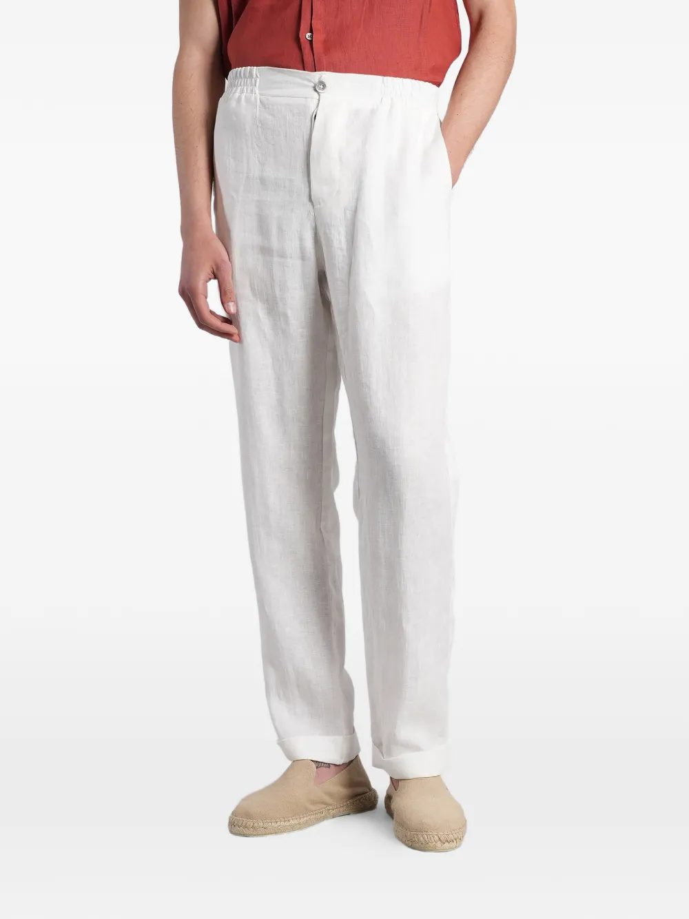  Alpha Studio Pantalones Rectos Con Cinturilla Elástica - Blanco 