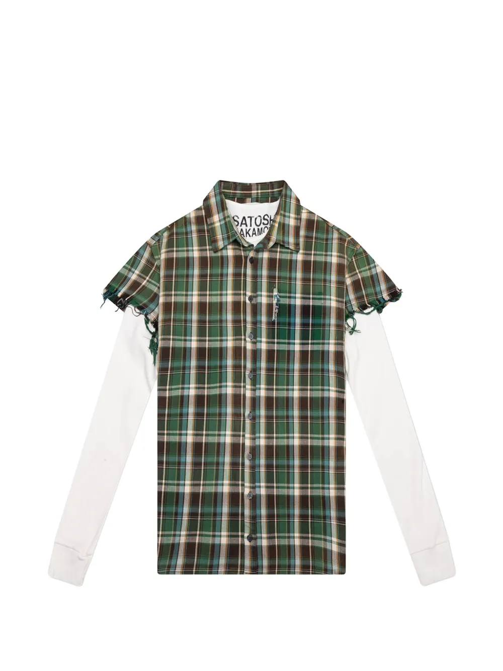 SATOSHI NAKAMOTO Bender layered plaid sweater - Verde