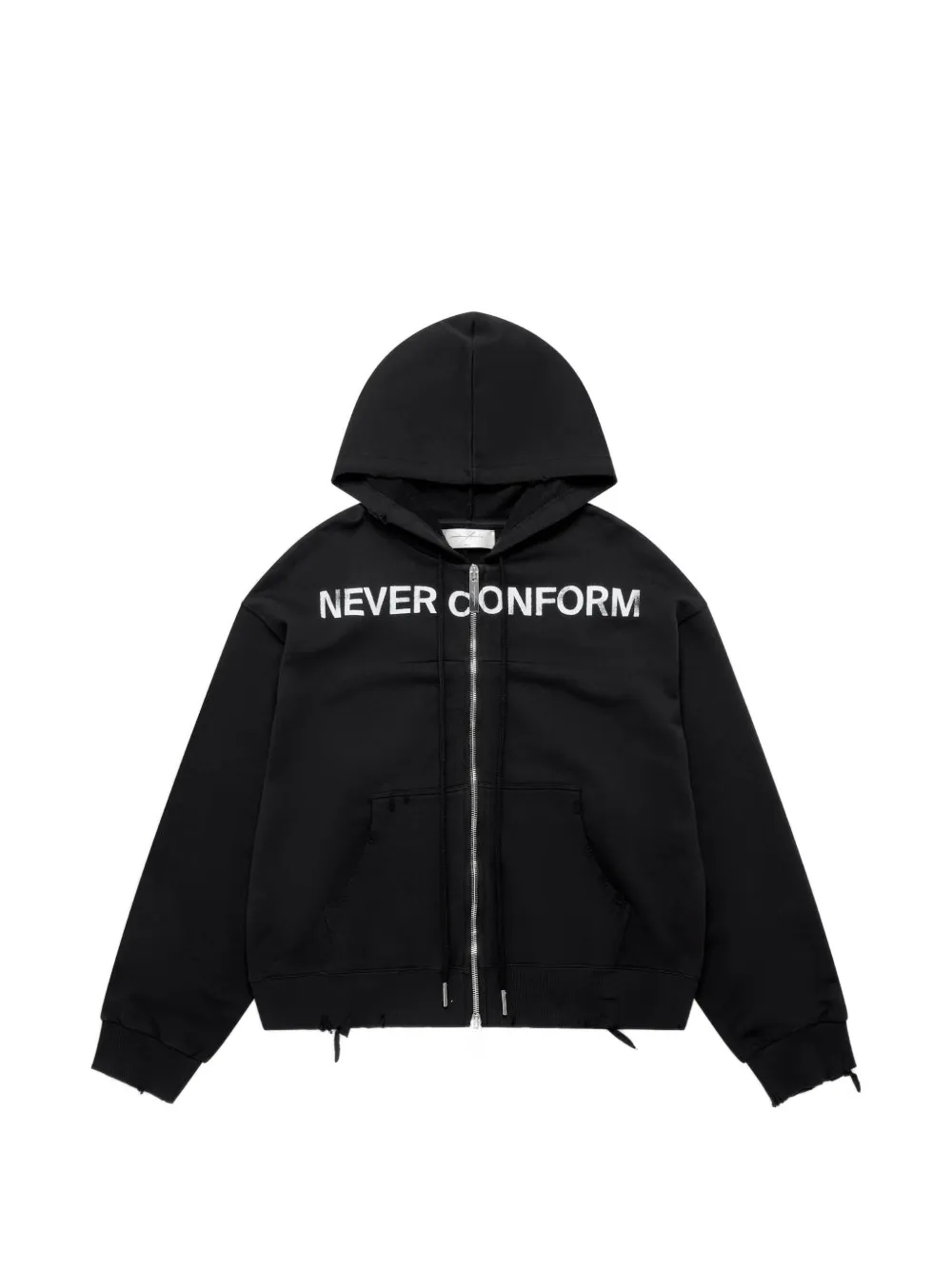 matieres fecales distressed slogan-print hoodie - Black