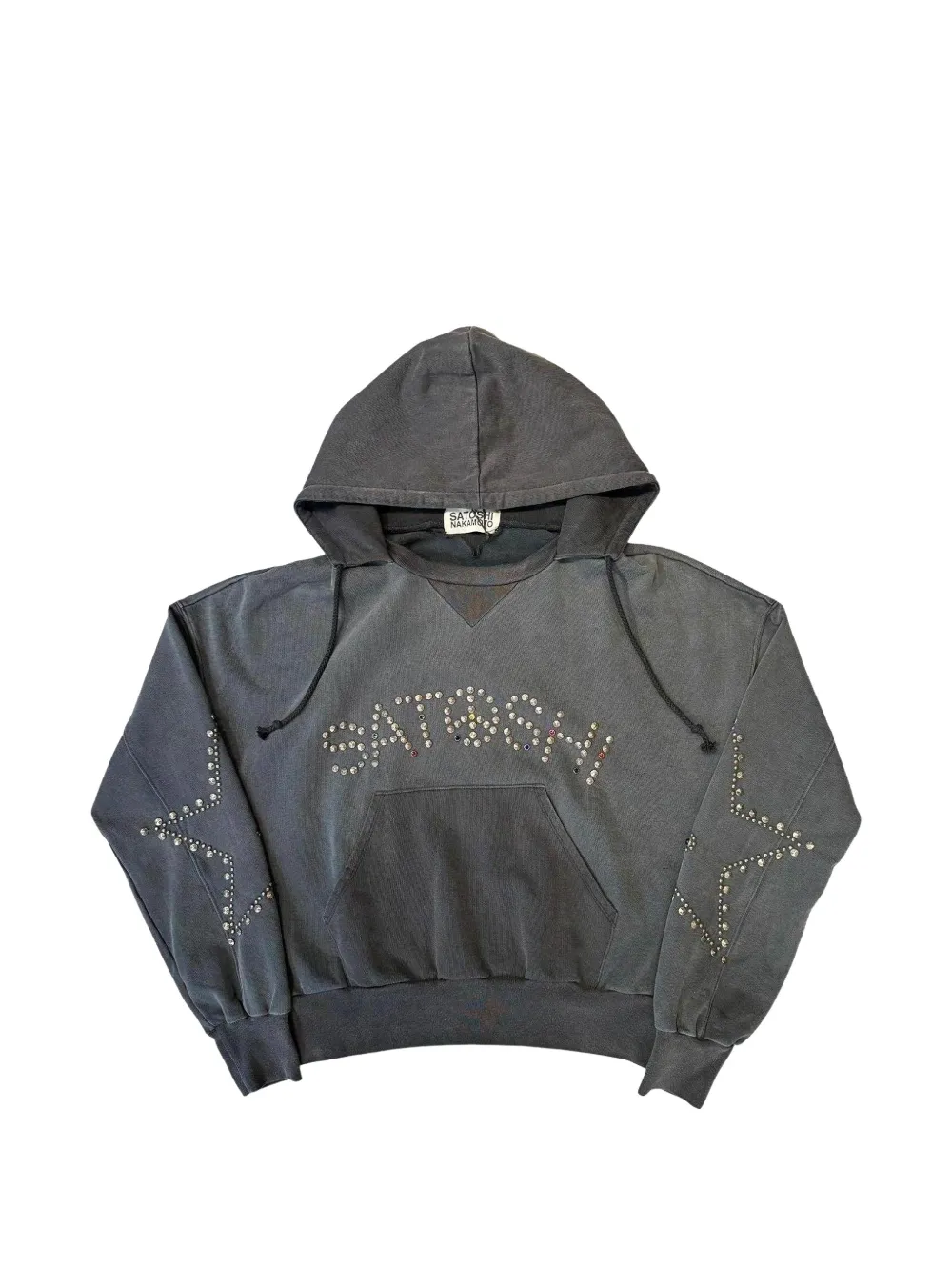 SATOSHI NAKAMOTO star-studded hoodie - Grigio