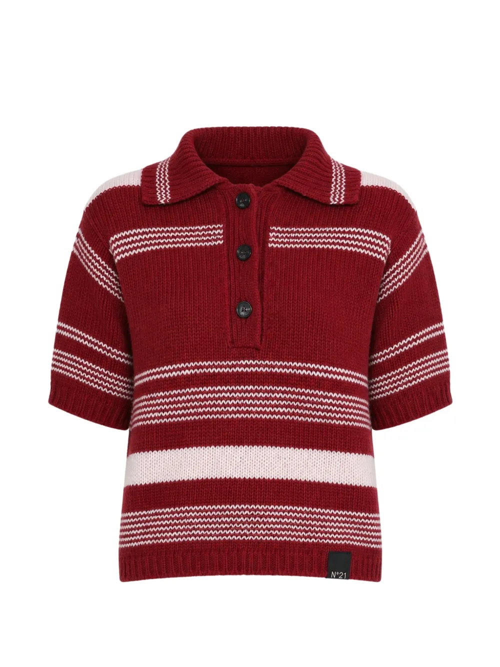 Nº21 striped short-sleeve sweater - Rosso