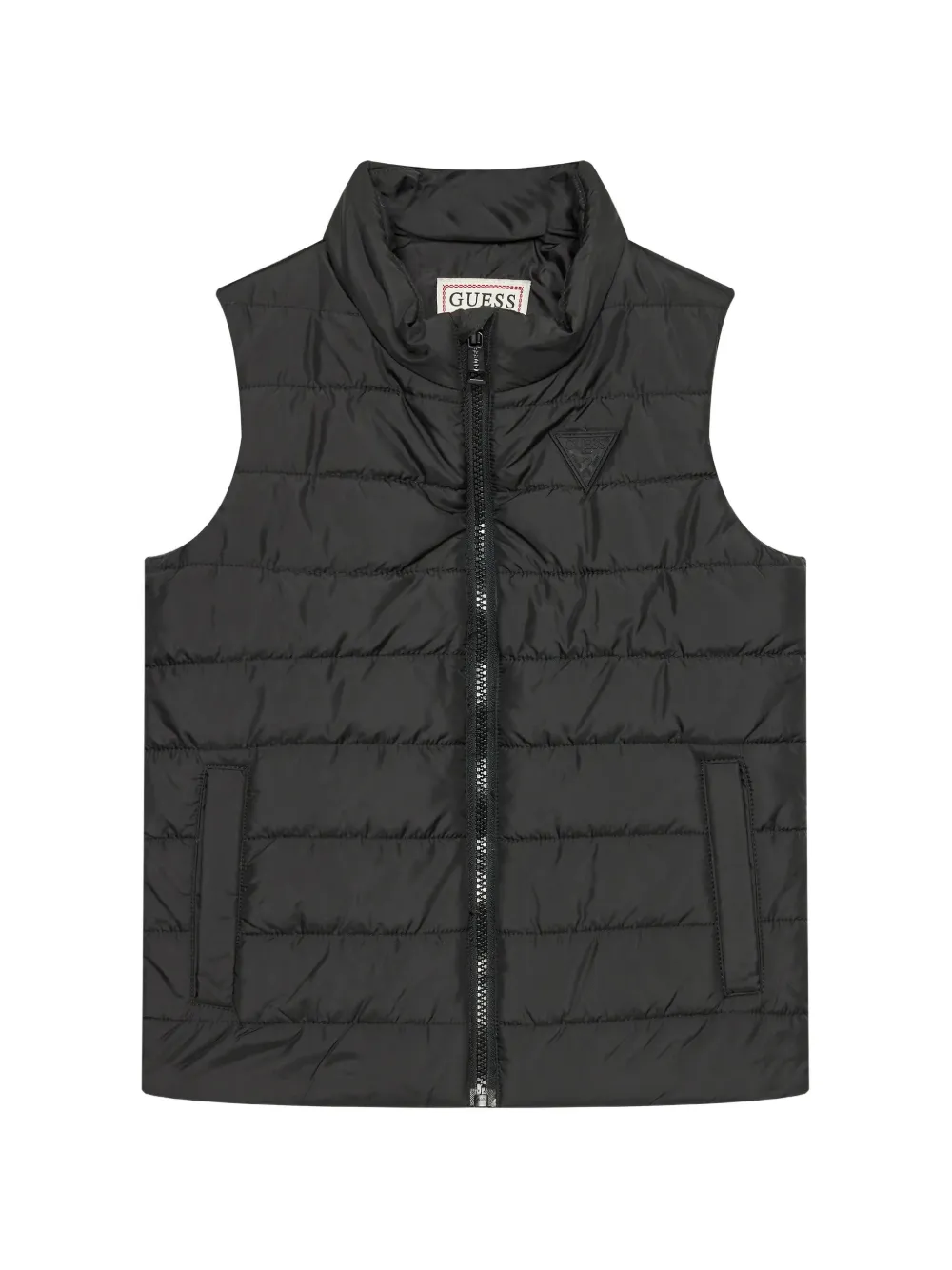 guess kids logo-patch padded gilet - Schwarz