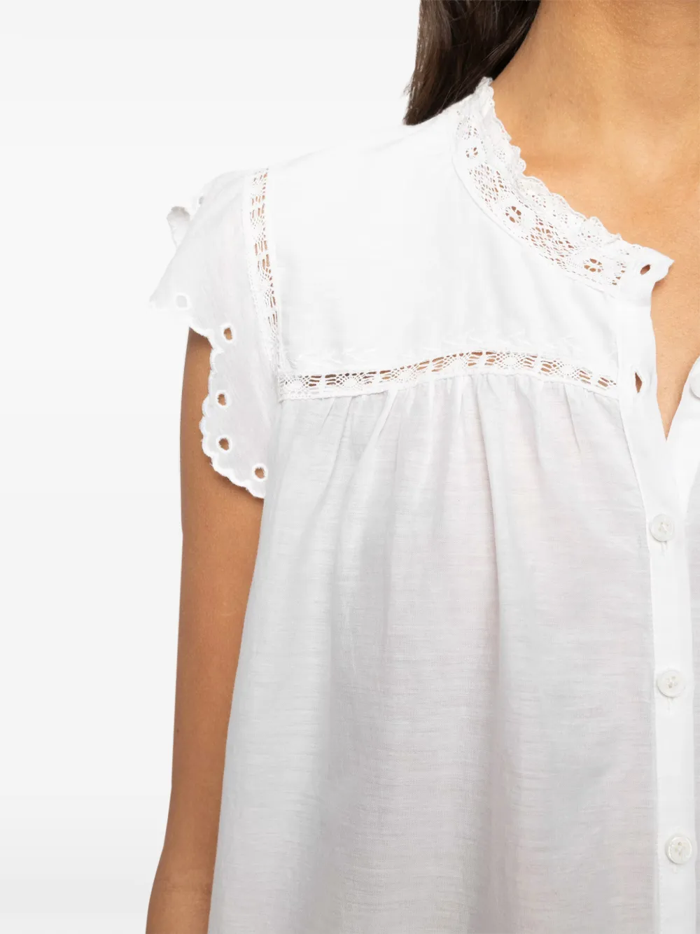 Zadig&Voltaire Tika Tomboy broderie anglaise blouse Wit