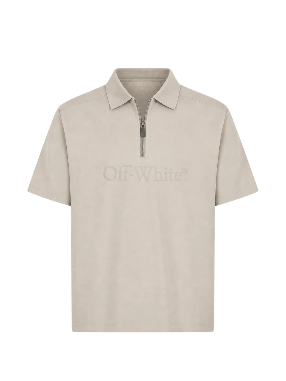 Off-White logo-print zip polo shirt - Toni neutri