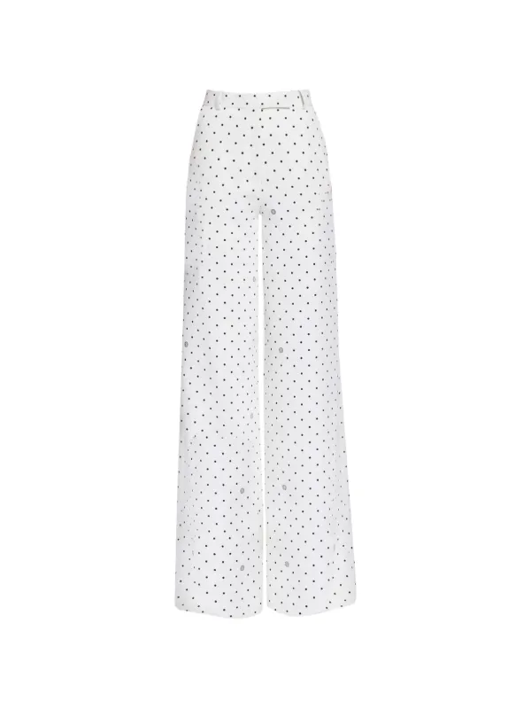 Elie Saab Cady Polka-dot Palazzo Pants in White