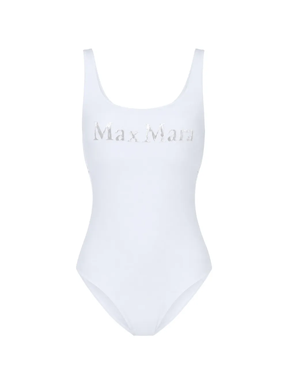 Max Mara logo-motif scoop-neck swimsuit - Weiß