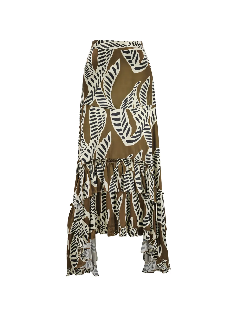Alexis Bexley leaf-print ruffled skirt - Verde