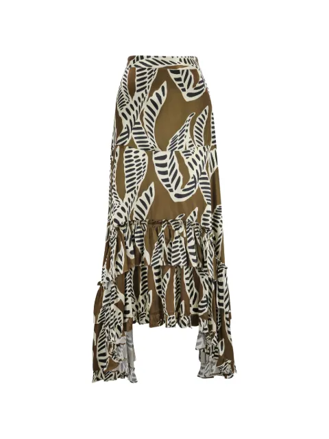 Alexis Bexley leaf-print ruffled skirt