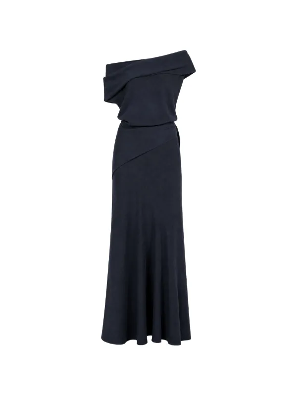 Cortana Onara Off-shoulder Wrap Maxi Dress in Blue