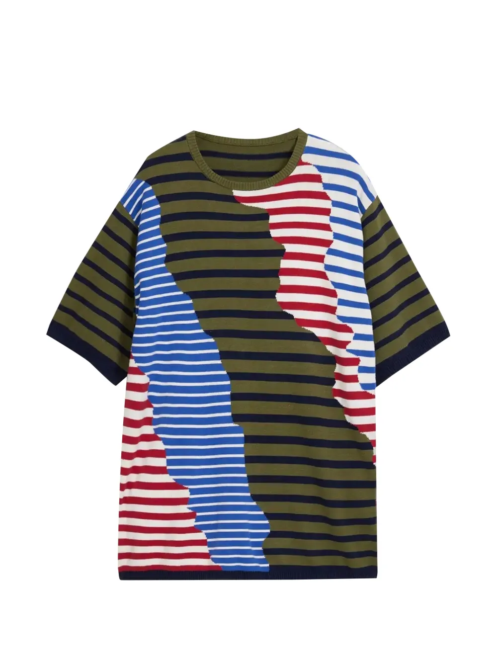 Desigual T-shirt asimmetrica a righe - Verde