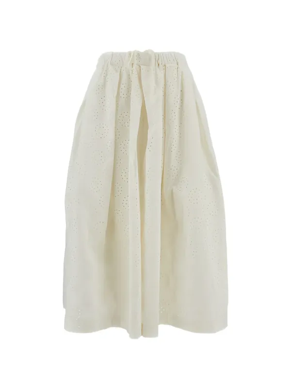 Comme des Garçons Broderie-anglaise Wide-leg Trousers in Neutrals