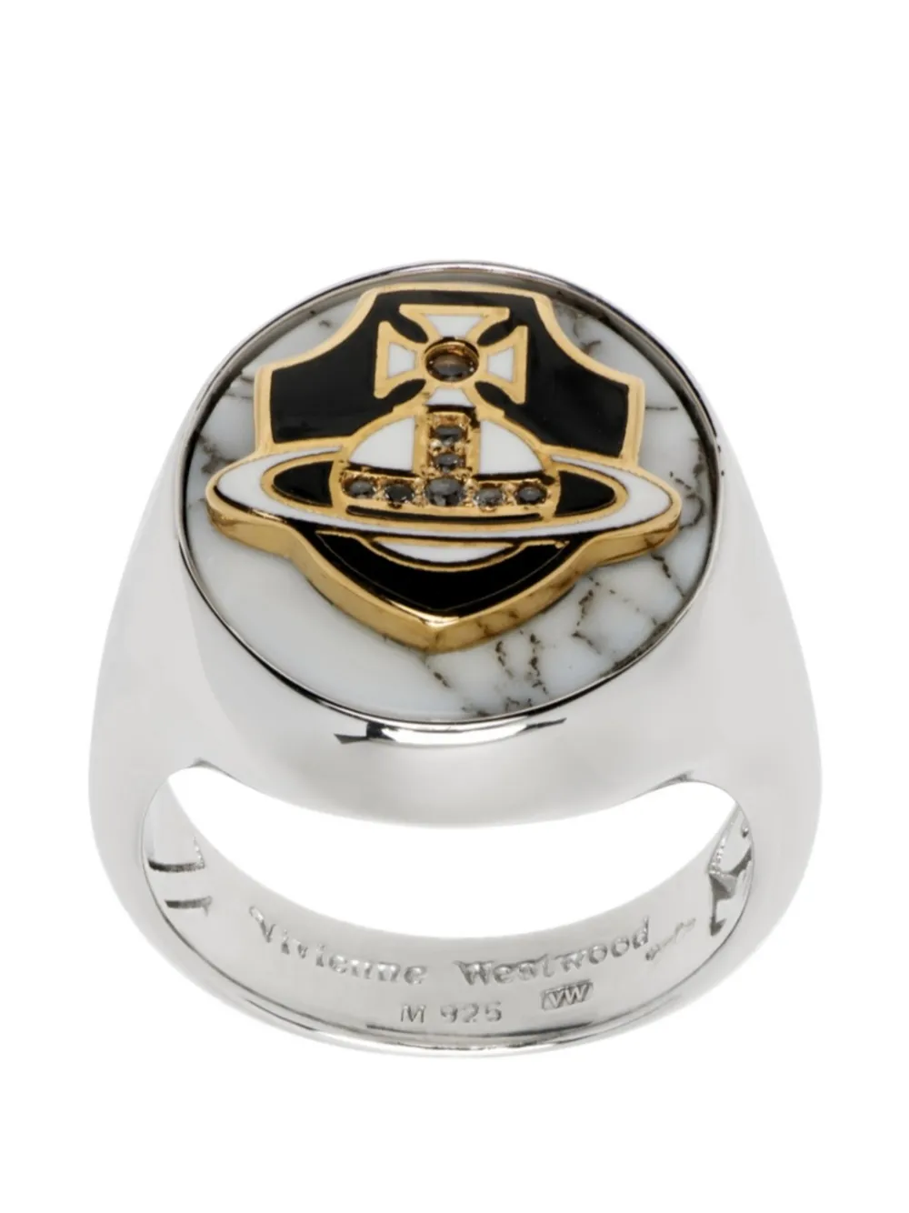 Vivienne Westwood Camino Orb-plaque ring - Argento
