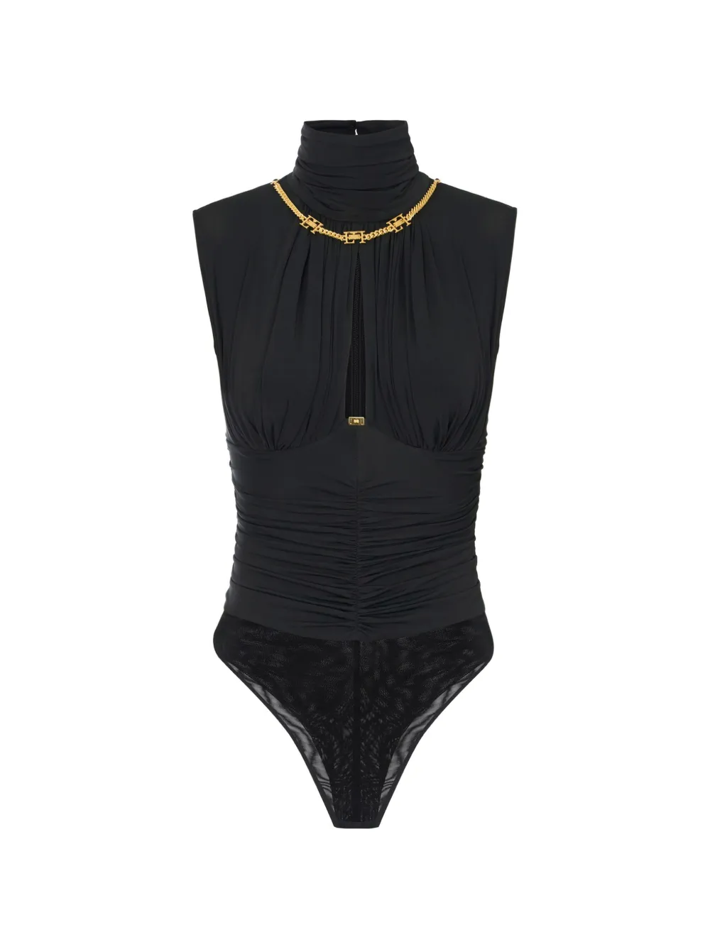 Elisabetta Franchi draped jewel-detail bodysuit - Nero
