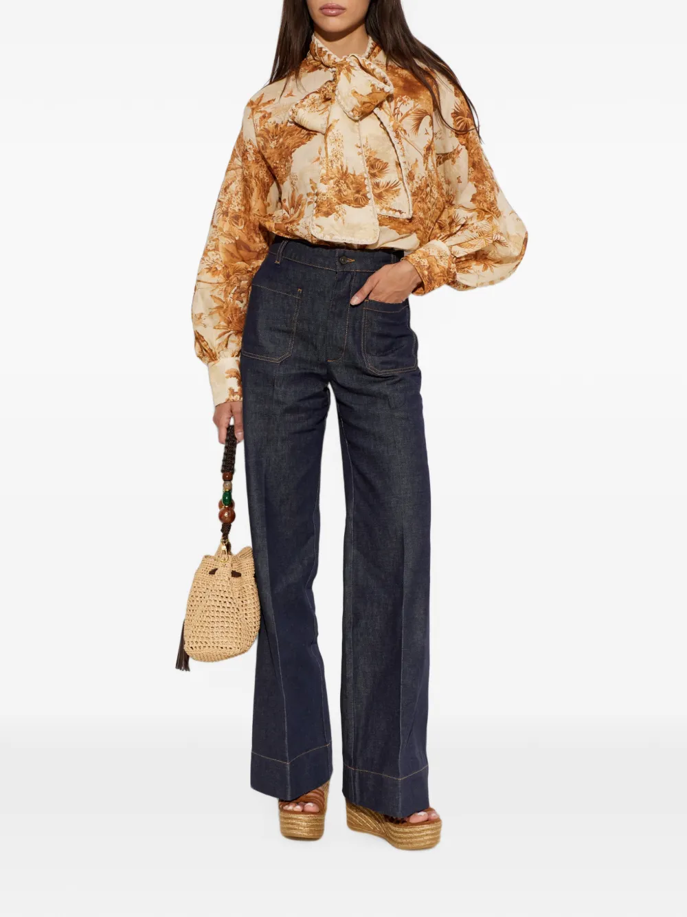 ZIMMERMANN Blouse met safari print Bruin