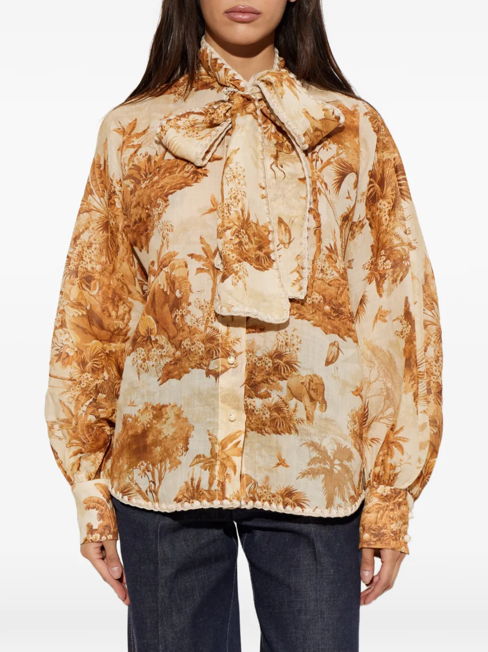 ZIMMERMANN Blouse met safari print Bruin