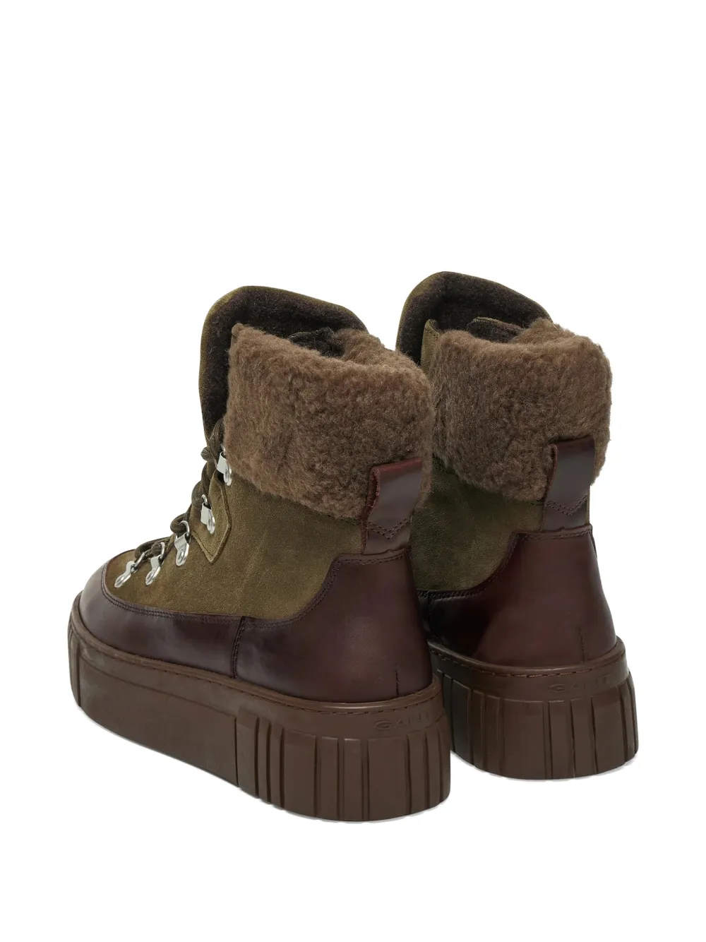 Gant lace-up shearling-trim boots Groen