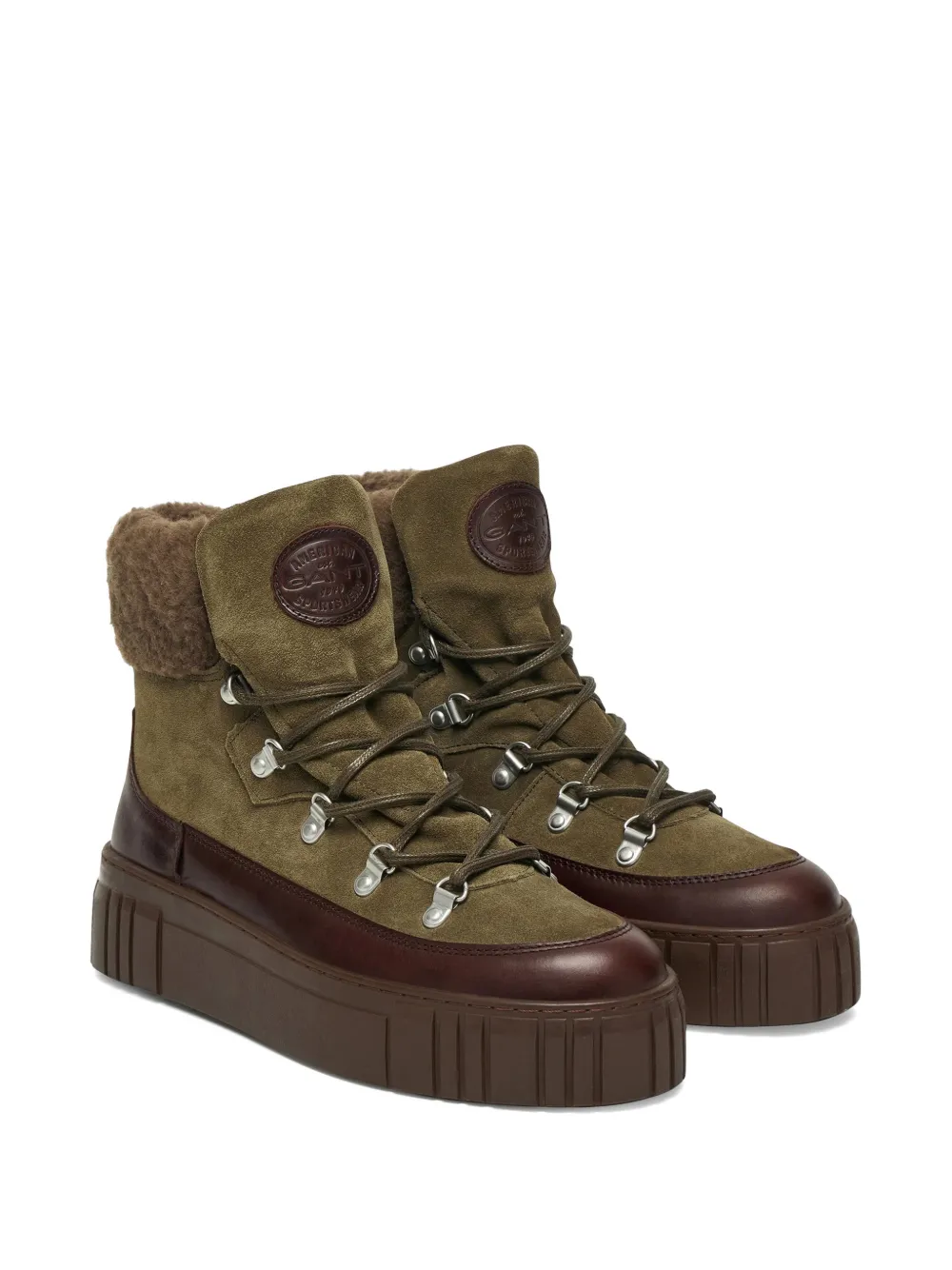 Gant lace-up shearling-trim boots Groen