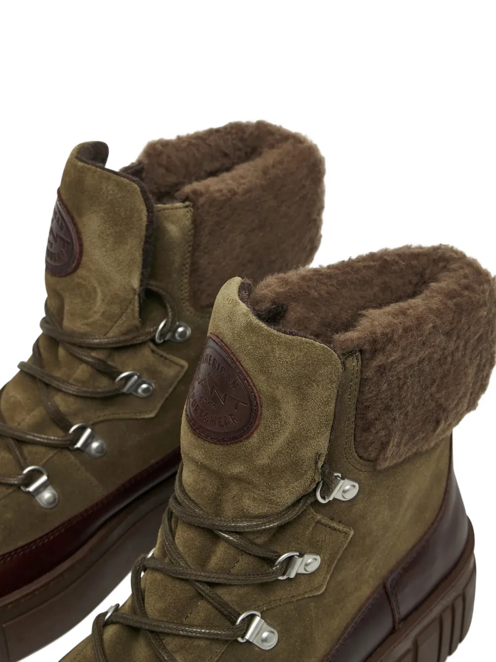 Gant lace-up shearling-trim boots Groen
