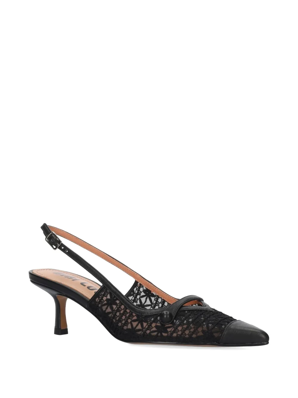 Bibi Lou Xaia slingback pumps met vlakken van kant Zwart