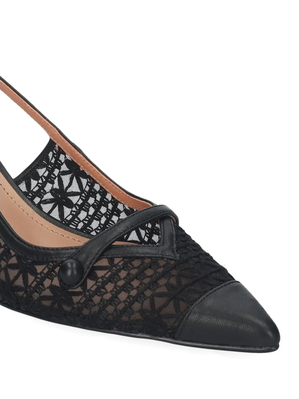 Bibi Lou Xaia slingback pumps met vlakken van kant Zwart