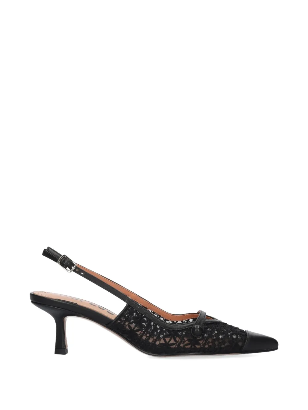 Bibi Lou Xaia slingback pumps met vlakken van kant Zwart