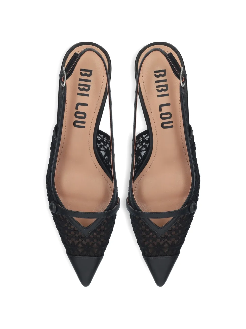 Bibi Lou Xaia slingback pumps met vlakken van kant Zwart