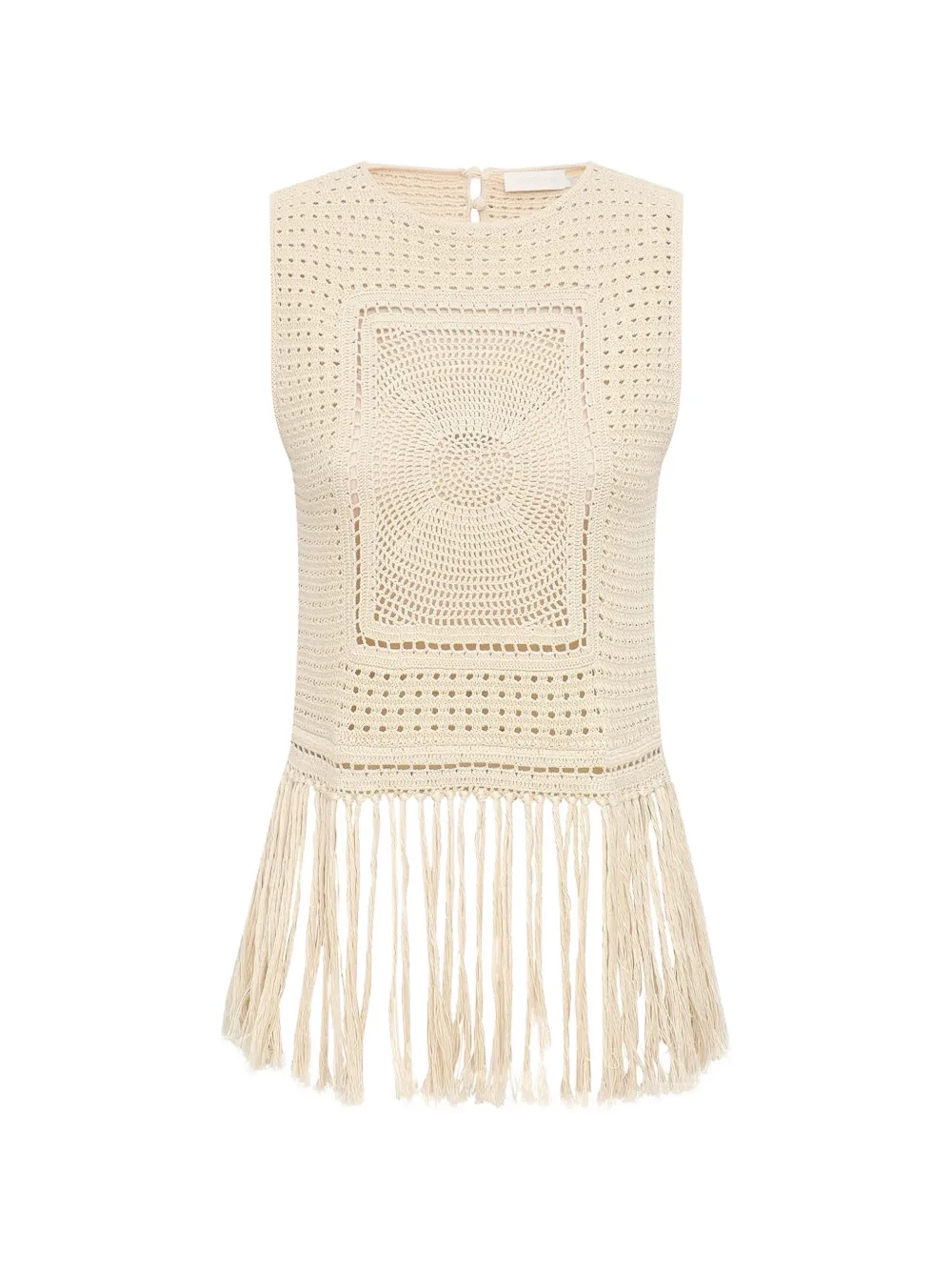 ZIMMERMANN Indra crochet fringe blouse - Toni neutri