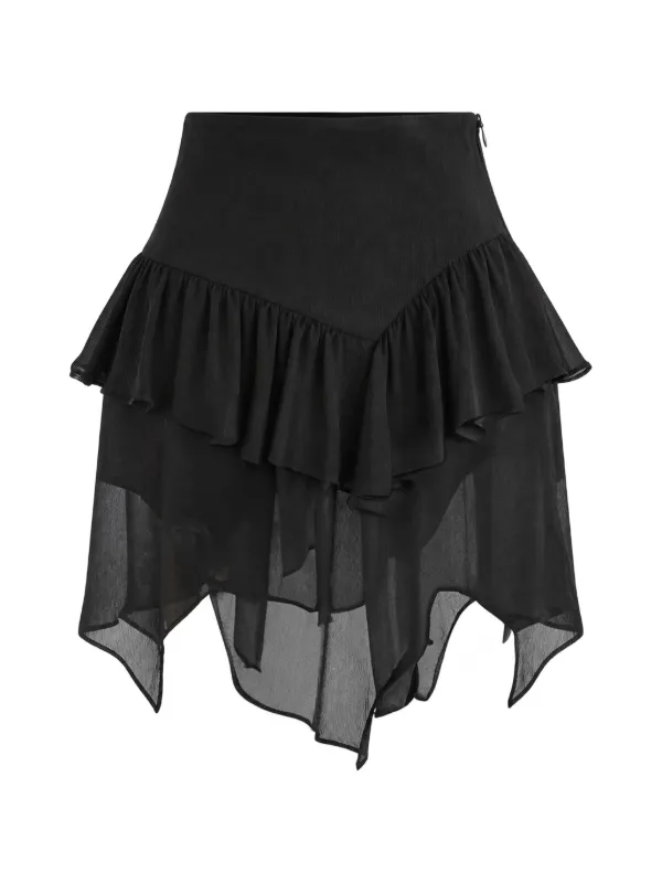 Marant Étoile Ruffled Asymmetric Skirt in Black