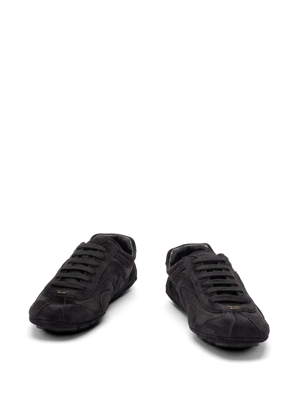Prada panelled lace-up sneakers Zwart