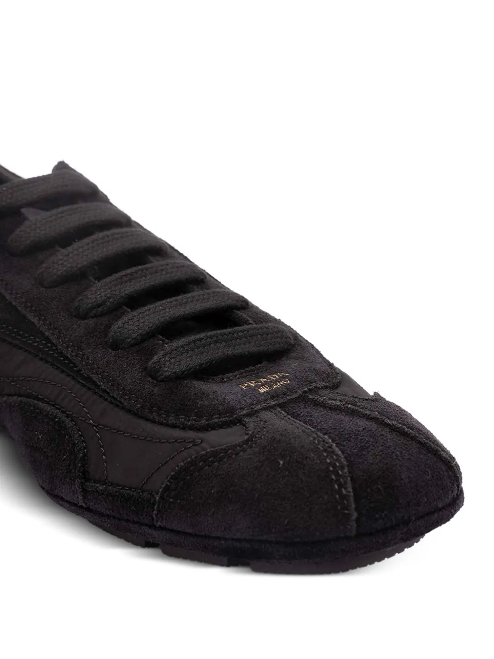 Prada panelled lace-up sneakers Zwart