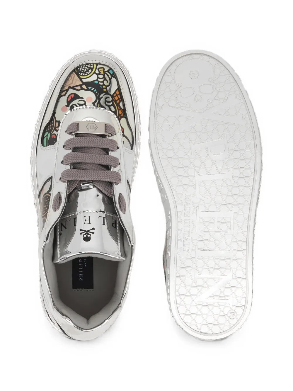Philipp Plein 3D Ice Cream mirror-effect sneakers Zilver