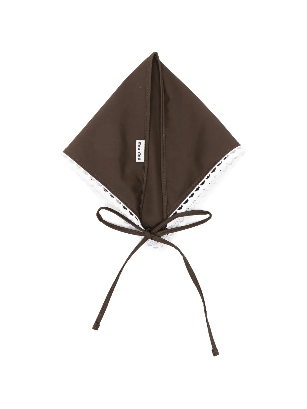 Miu Miu lace-trim tie-fastening hair accesory - Marrone