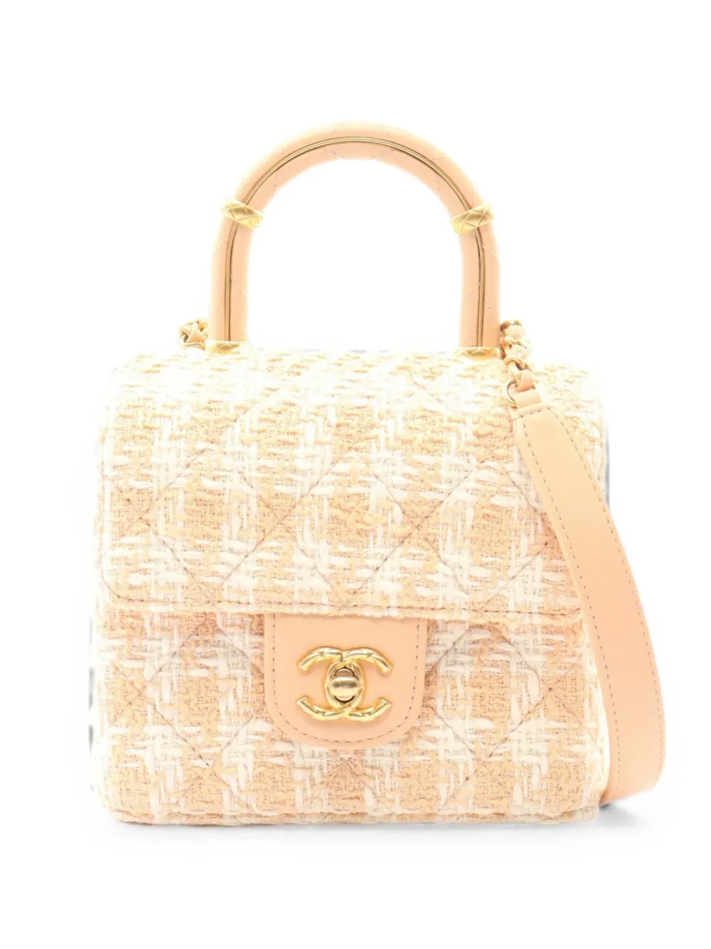 CHANEL Pre-Owned 2021s mini Flap tweed-design shoulder bag - Toni neutri