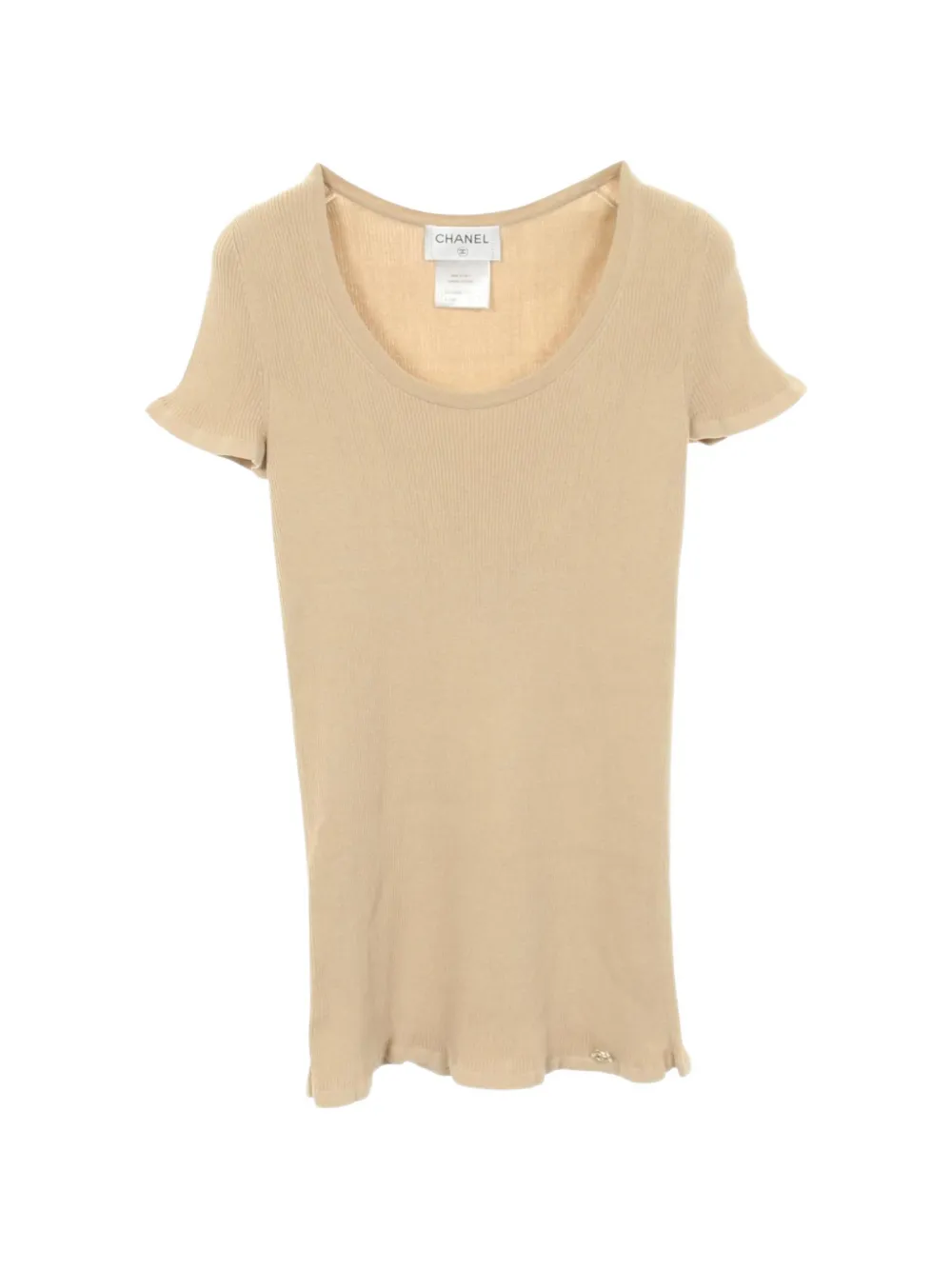 CHANEL Pre-Owned 1986-1988 ribbed T-shirt - Nude