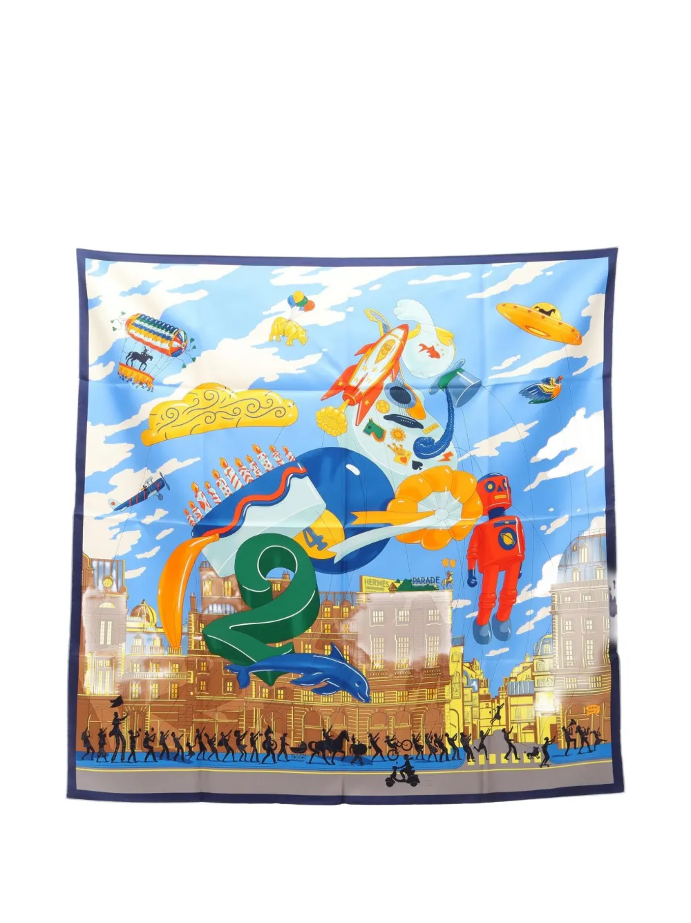 Hermès Pre-Owned Parade-print silk scarf - Blu