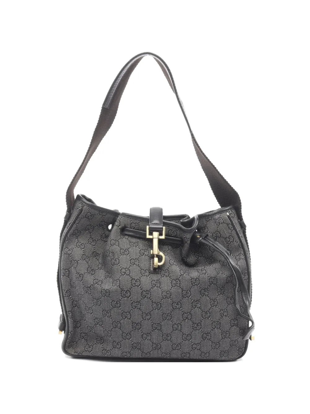 Gucci Pre-Owned 2010s GG pattern leather-trim tote bag - Nero