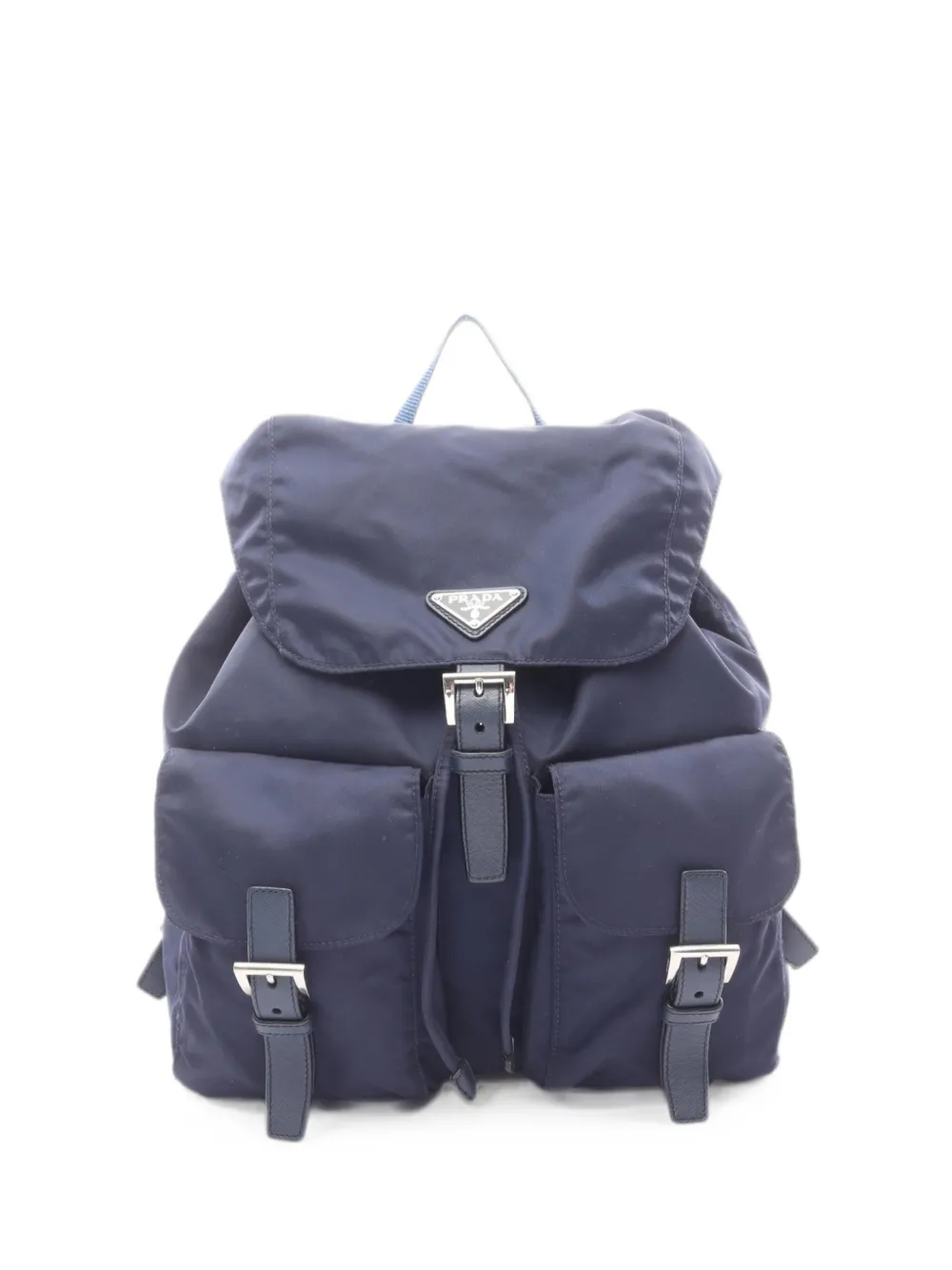 Prada Pre-Owned 2010s triangle-logo-plaque backpack - Blu