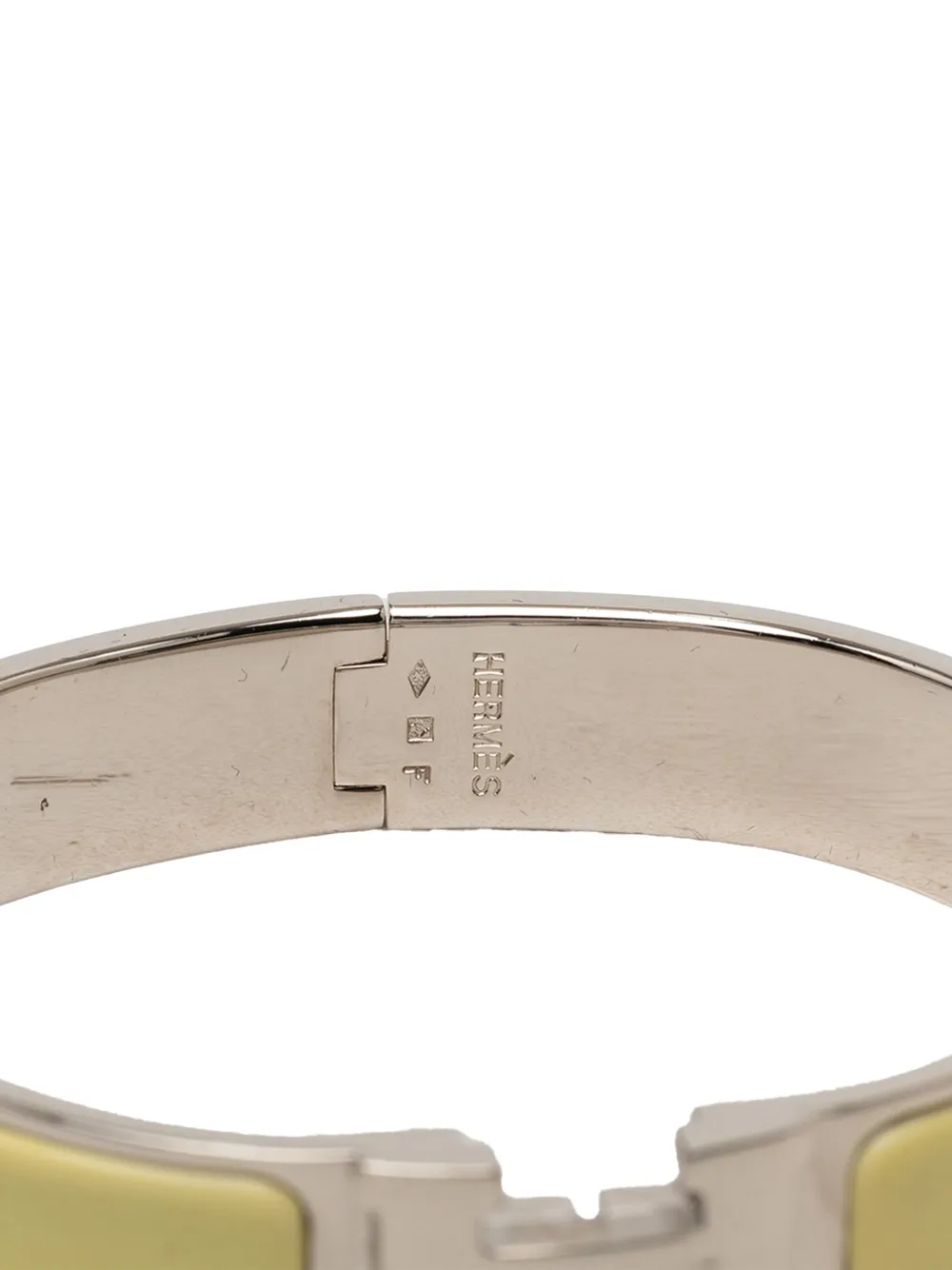 Hermès Pre-owned 1980-2010 Narrow Enamel Clic H Bracelet PM Costume Bracelet in Yellow, view 4