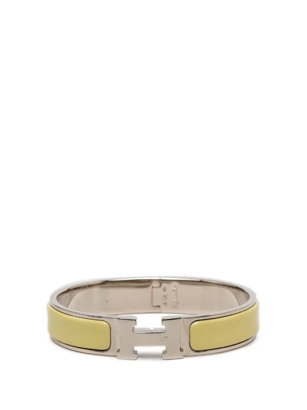 Hermès Pre-owned 1980-2010 Narrow Enamel Clic H Bracelet PM Costume Bracelet in Yellow