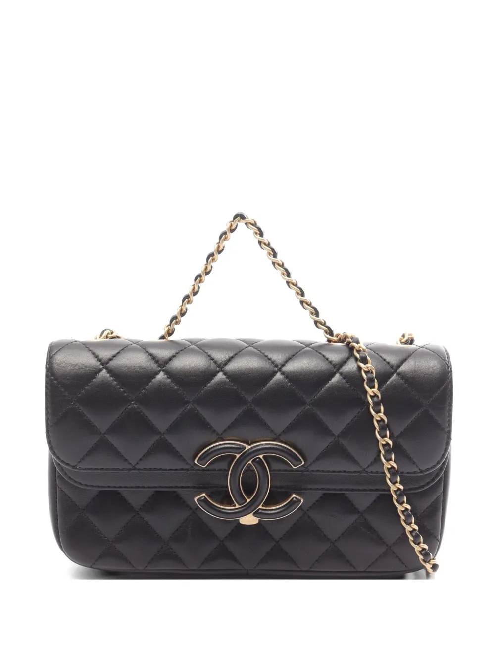 CHANEL Pre-Owned 2018-2019 Flap chain-strap leather shoulder bag - Black