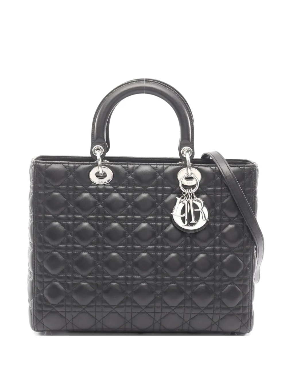 Christian Dior Pre-Owned 2010s large Lady Dior Cannage tote bag - Schwarz