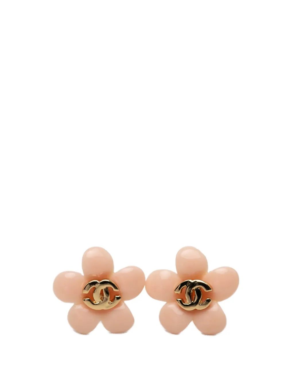 CHANEL Pre-Owned 2005 CC Gold Plated Enamel Camellia Push Back Earrings costume earrings - Oro