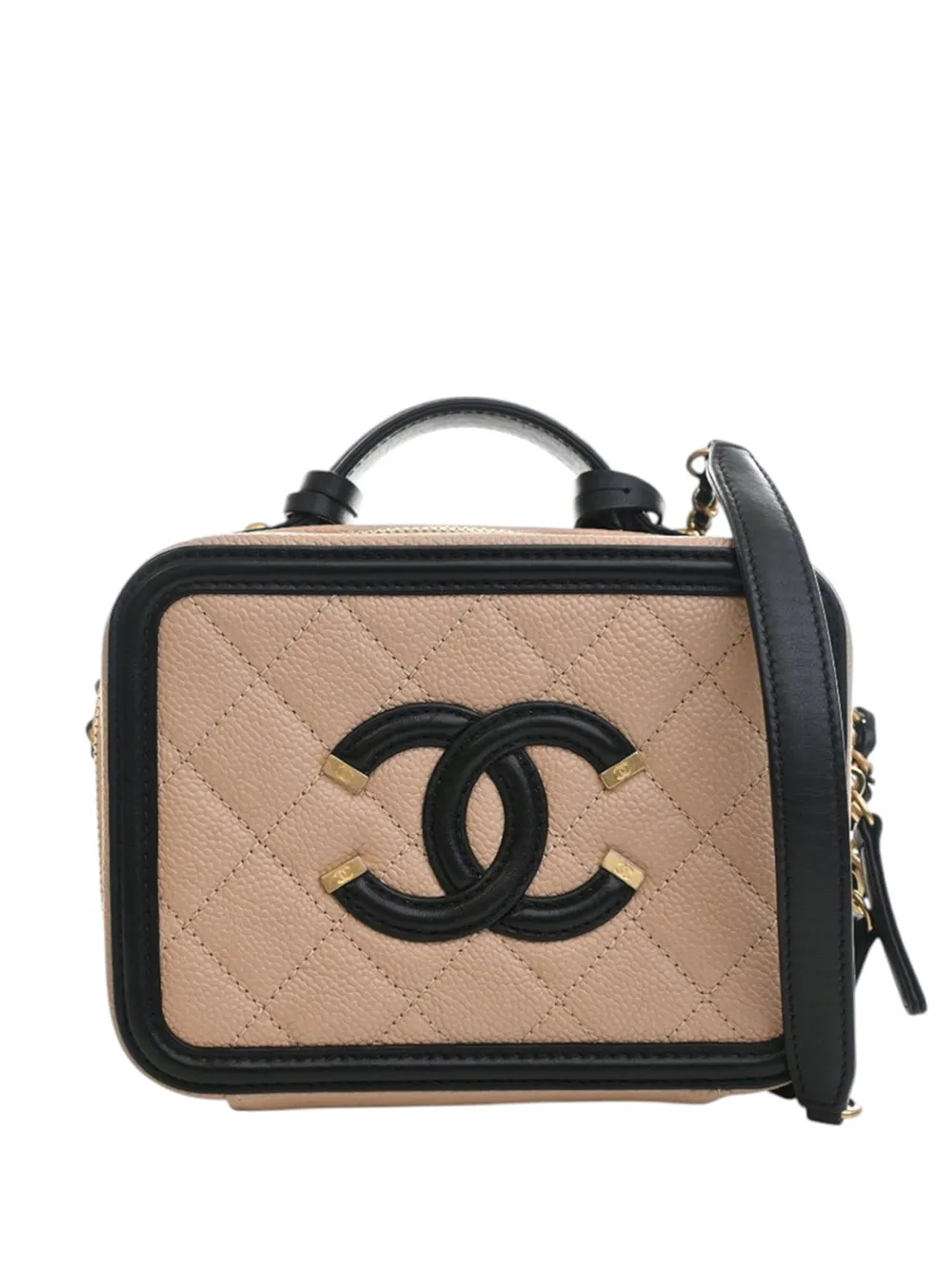 CHANEL Pre-Owned 2019 Small Caviar CC Filigree Vanity Case satchel - Schwarz