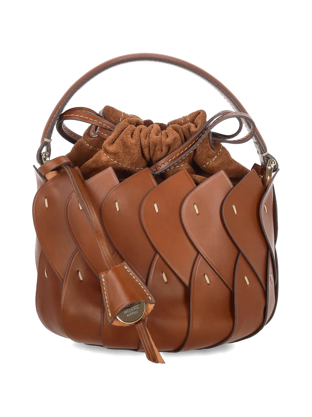BOLDRINI woven-design drawstring bucket bag - Marrone